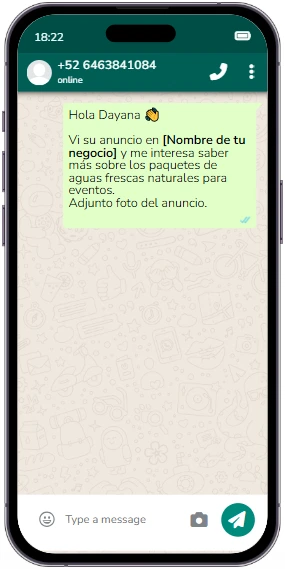 Plantilla de mensaje automático Whatsapp